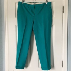 Blue/teal, cuffed, j.crew, capri’s.